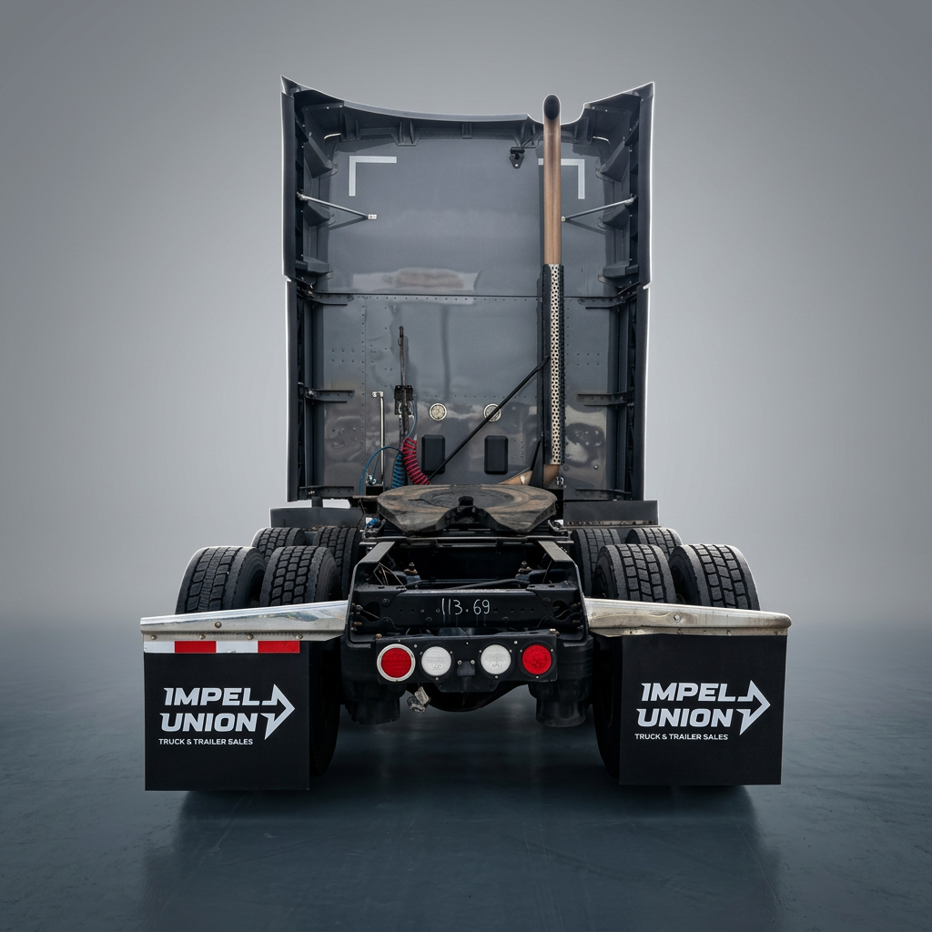 Rear view — fifth wheel and mud flaps